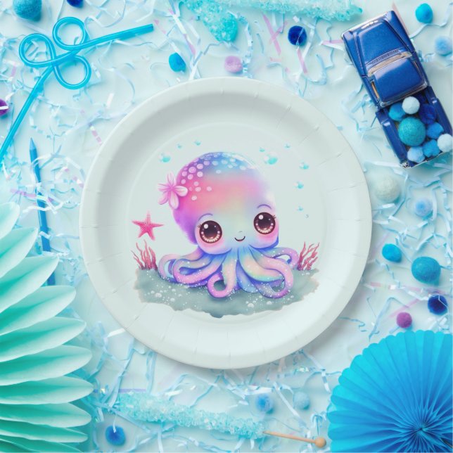 Cute Octopus Sea Creature Paper Plate (Party)