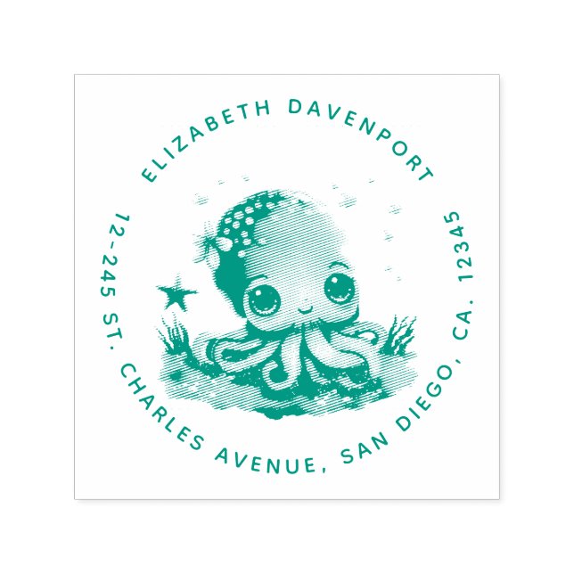 Cute Octopus Sea Creature Self-inking Stamp (Design)