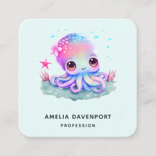 Cute Octopus Sea Creature Square Business Card
