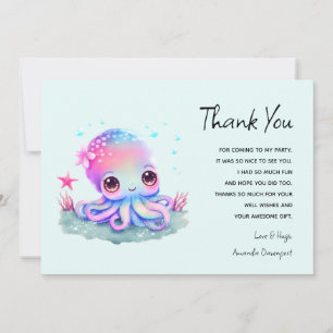 Cute Octopus Sea Creature Thank You Card