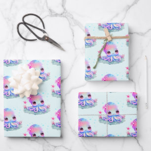Cute Octopus Sea Creature Wrapping Paper Sheet