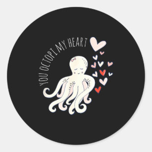 Cute Octopus, You Octo My Heart, Valentine  Classic Round Sticker
