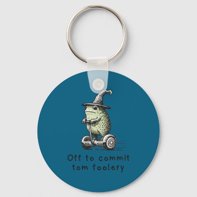 Cute Off Commit Tomfoolery Frog Wizard Key Ring (Front)
