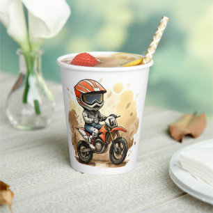 Cute Off-Road Motorcycle Birthday Paper Cups
