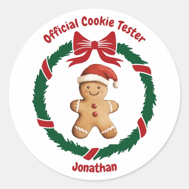 Cute Official Cookie Tester Christmas Classic Round Sticker (Front)