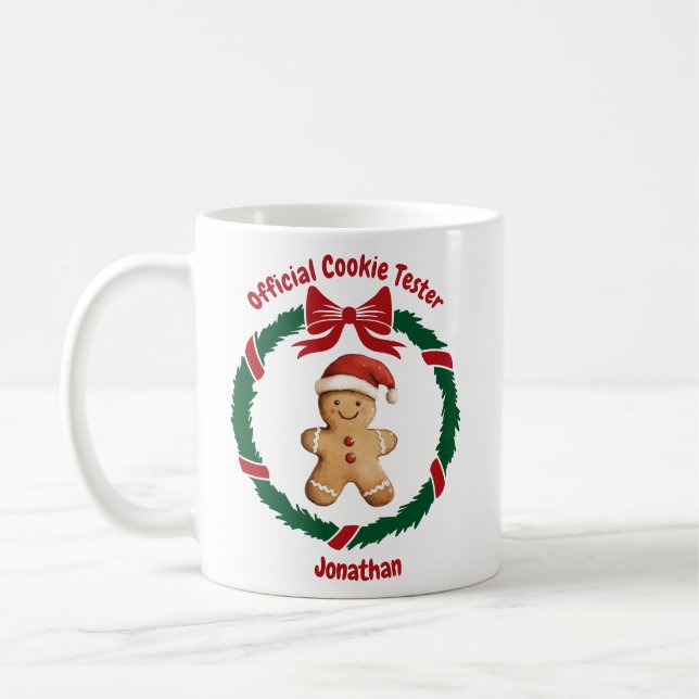 Cute Official Cookie Tester Christmas Coffee Mug (Left)