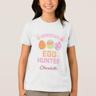 Cute Official Egg Hunter Easter Kids Name Tri-Blend Shirt