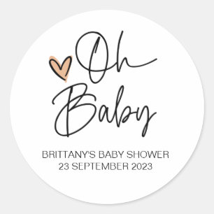Cute Oh Baby Boy Girl Baby Shower Favour Thank You Classic Round Sticker