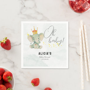 Cute Oh Baby Gender Neutral Elephant Napkin