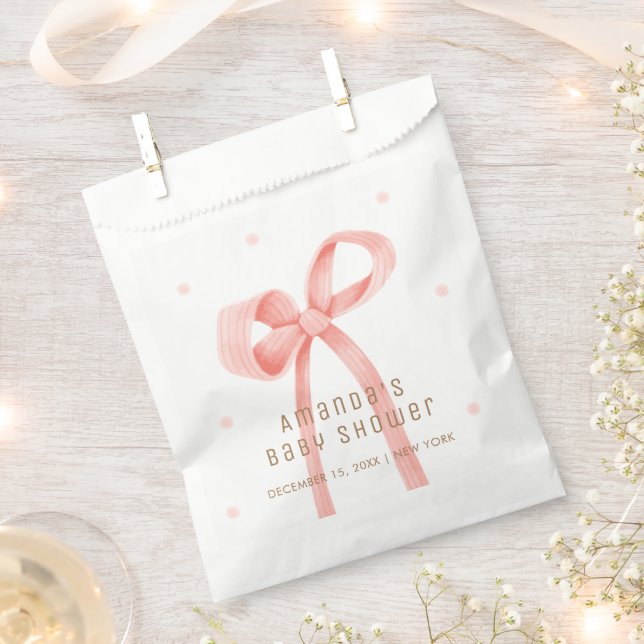 Cute Oh Baby Polka Dot Bow Baby Shower  Favour Bags (Clipped)
