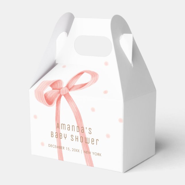 Cute Oh Baby Polka Dot Bow Baby Shower  Favour Box (Front Side)