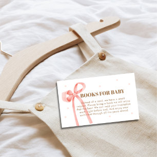 Cute Oh Baby Polka Dot Bow Books For Baby Shower  Enclosure Card