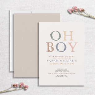 Cute Oh Boy Colourful Minimal Baby Shower Invitation
