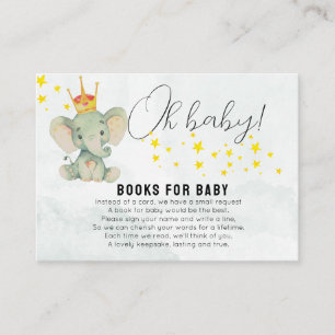 Cute Oh Boy Gender Neutral Elephant Books for Baby Enclosure Card