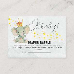 Cute Oh Boy Gender Neutral Elephant Diaper Raffle  Enclosure Card