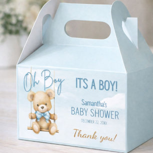 Cute Oh Boy It's A Boy Bear Thank You Baby Shower Favour Box