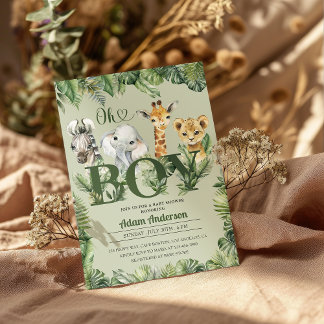 Cute Oh Boy Jungle Safari Baby Shower Invitation