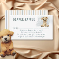 Cute Oh Boy Puppy Blue Baby Shower Diaper Raffle