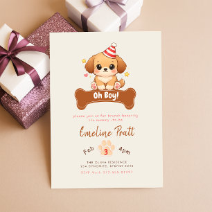 Cute Oh Boy Puppy Dog Baby Shower Invitation