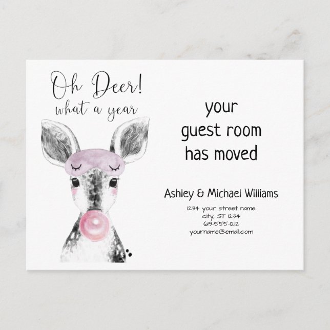 Cute Oh Deer What a Year Moving Announcement (Front)