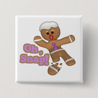 cute oh, snap gingerbread man cookie 15 cm square badge