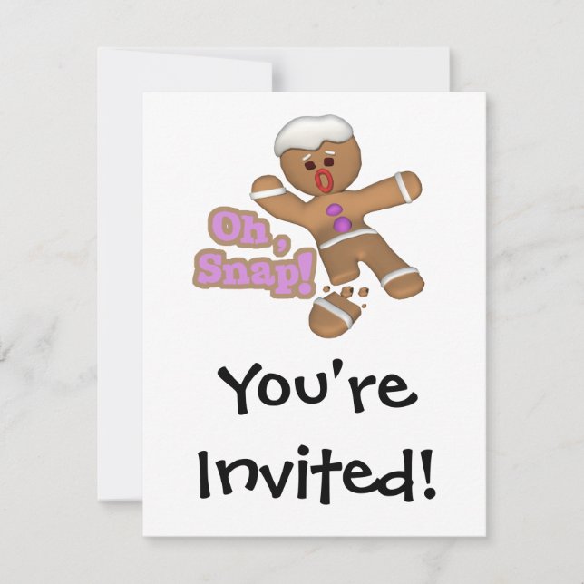 cute oh, snap gingerbread man cookie invitation (Front)