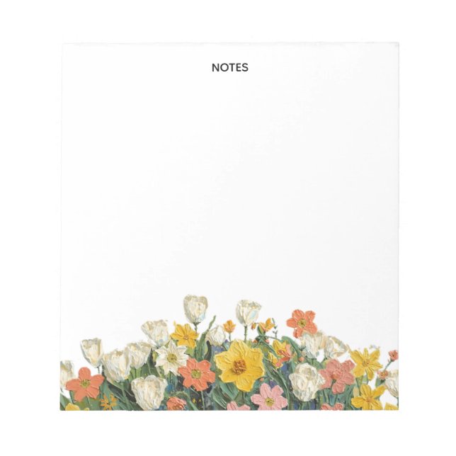 Cute Oil Impasto Floral Personalised  Notepad (Front)
