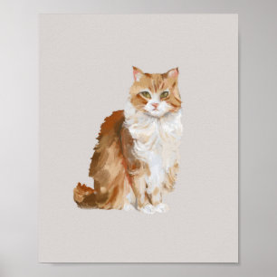 Cute Oil Painted Ginger Cat Poster Cosy Orange T