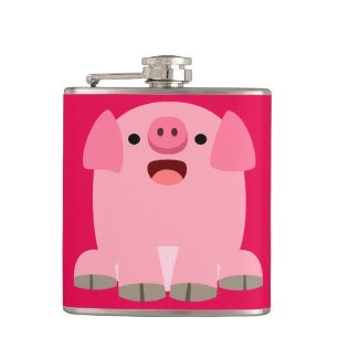 Cute Oinking Cartoon Pig Hip Flask