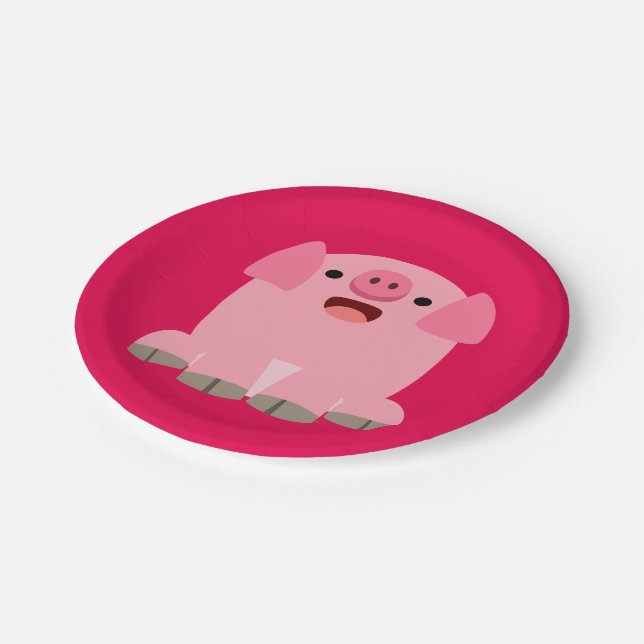 Cute Oinking Cartoon Pig Paper Plates (Angled)