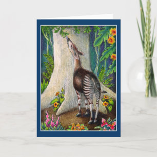 Cute Okapi in Rainforest greeting or note card