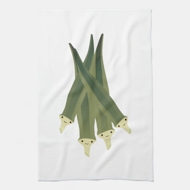 Cute Okra Tea Towel (Vertical)