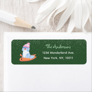 Cute Old English Sheepdog Green Return Address