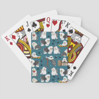 Cute Old English Sheepdog Pattern, Dog Lover Gift Playing Cards