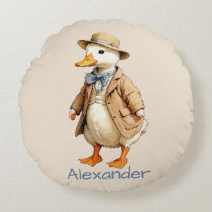 Cute Old Fashion Ducky Personalise Round Cushion