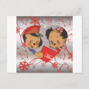 Cute Old Fashioned Dogs in Love Heart Postcard