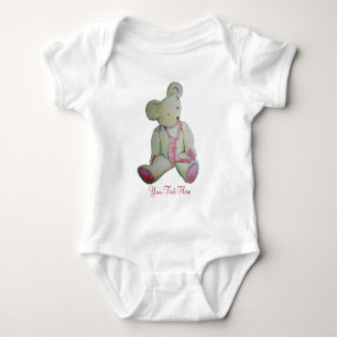 Cute old teddy bear baby bodysuit