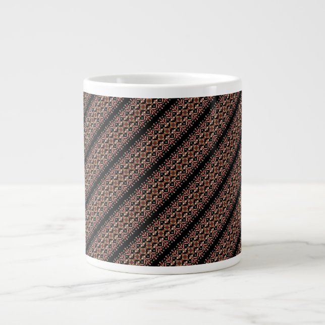 Cute old ukrainian stripes patterns large coffee mug (Front)