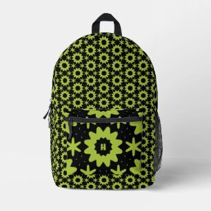 cute olive geometric pattern printed backpack