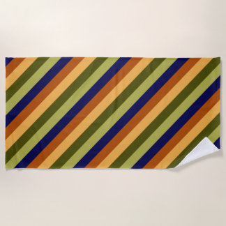 Cute Olive Sage Navy Stripes Beach Towel