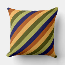Cute Olive Sage Navy Stripes Big Throw Pillow