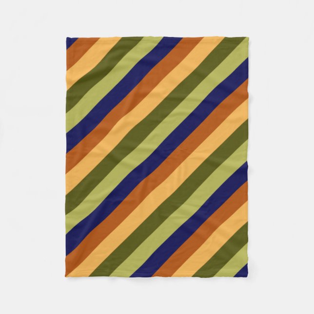Cute Olive Sage Navy Stripes Small Fleece Blanket (Front)