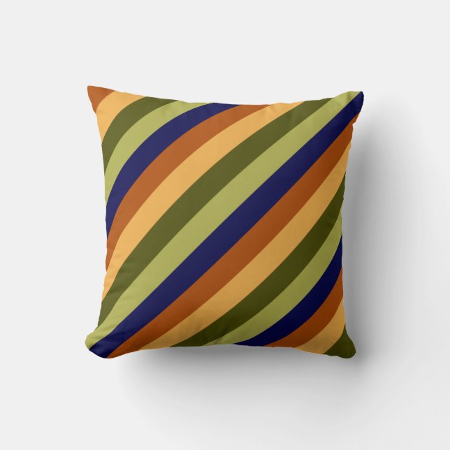 Cute Olive Sage Navy Stripes Throw Pillow (Front)