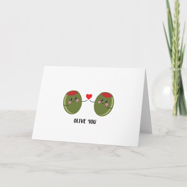 Cute 'Olive you' Greeting Card (Front)
