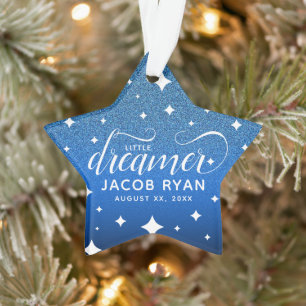 Cute Ombre Blue Glitter Starry Tiny Dancer Baby Ornament