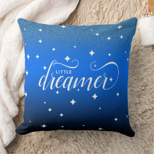 Cute Ombre Midnight Blue Starry Little Dreamer Cushion
