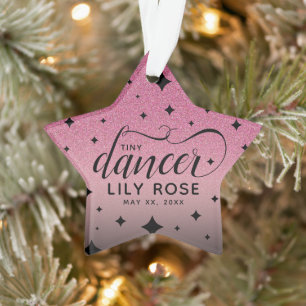 Cute Ombre Pink Glitter Starry Tiny Dancer Baby Ornament