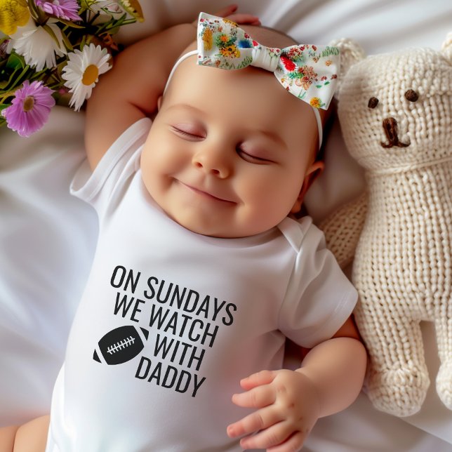 Cute On Sundays We Watch Football With Daddy Baby Bodysuit (Cute On Sundays We Watch Football With Daddy Baby Bodysuit)