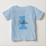 Cute one 1st Birthday baby t shirt for small kids<br><div class="desc">Cute one 1st Birthday baby t shirt for small kids. Sporty clothing for new baby boy or girl. Typography design with big one. Cool baby shower presents for new parents and child. Available in pastel blue and other color.</div>