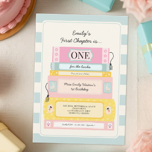 Cute One For The Books 1st Birthday Invitation